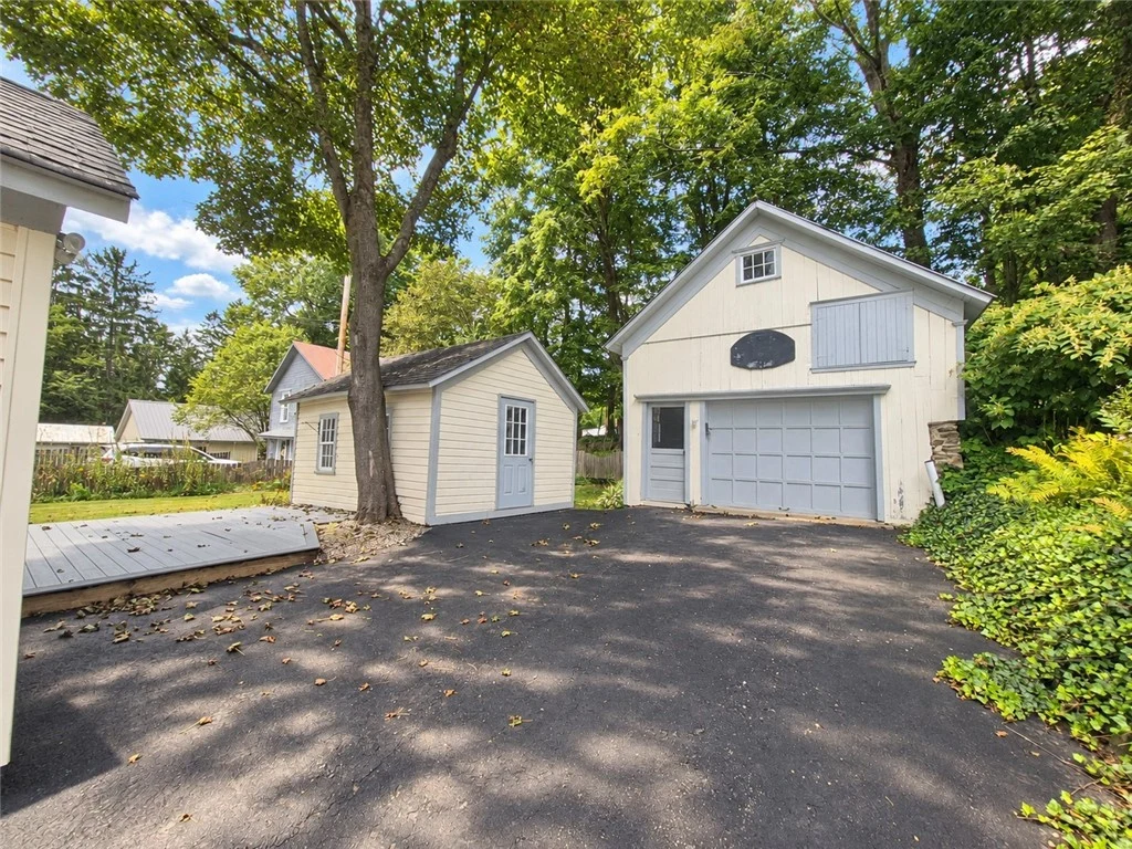 The detached two-story garage